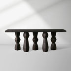 Rye Mango Wood Sculptural Entryway Console Table Vintage Art Style Hallway Entrance Table