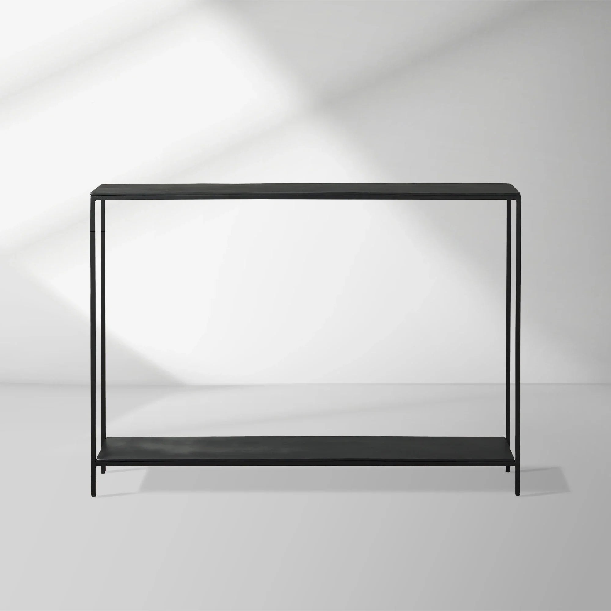 Console d'entrée Kavali Slim en métal, cadre en fer massif, surface en aluminium, table de couloir