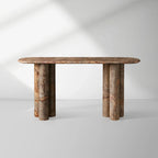 Serafin Natural Stone Entryway Console Table Vintage Style Hallway Entrance Table with Column Legs