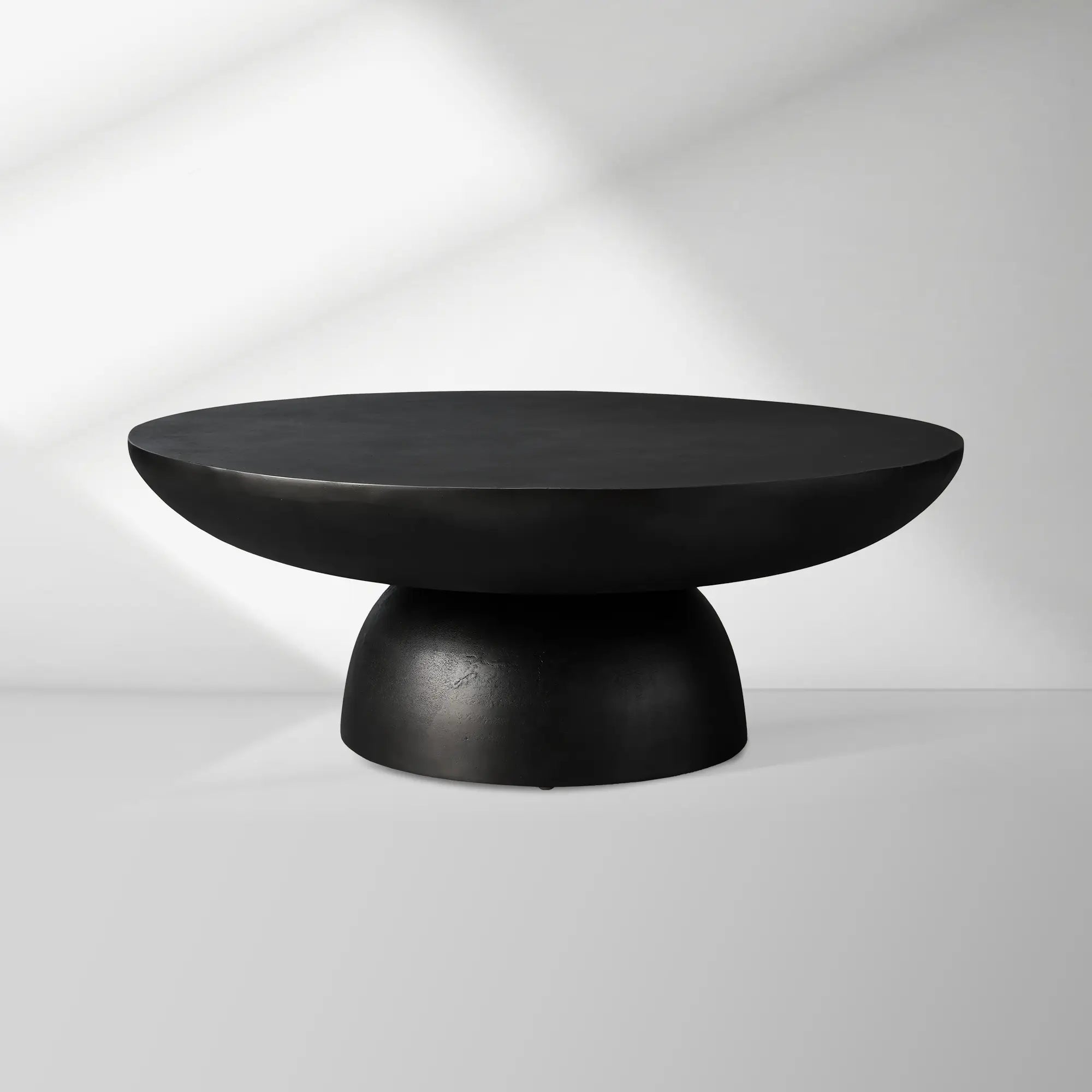 Kyoto Round Coffee Table with Nickel-Plated Cast Aluminum Living Room Metal Center Tea Table Cocktail Table
