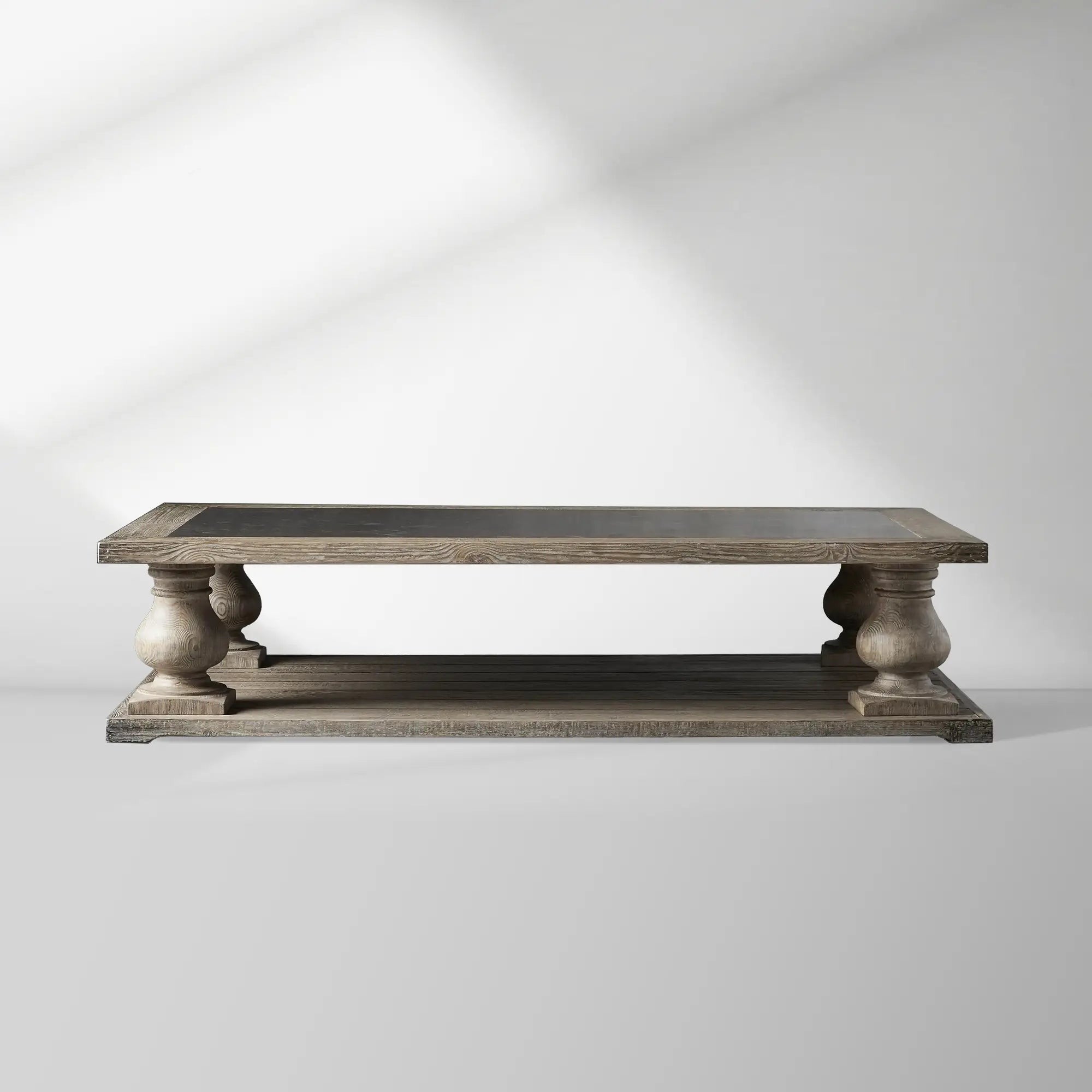 Hudson Pine Coffee Table wuth Solid Pine Wood & Bluestone Inlay Retro Style Living Room Center Tea Table Cocktail Table