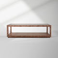 Corey Rectangle Coffee Table with Mappa Burl Wood & Glass Tabletop Sofa Center Tea Table Cocktail Table