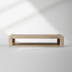 Devon Rectangular Parson-Style Coffee Table Natural Oak Wood Living Room Center Tea Table