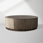 Toluca Wood Coffee Table with Guanacaste Wood Veneers & Metal Base Cocktail Table Living Room Center Tea Table
