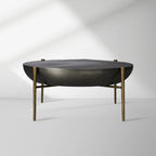Donovan Coffee Table Cast Aluminum Metal Top Round Living Room Center Tea Table