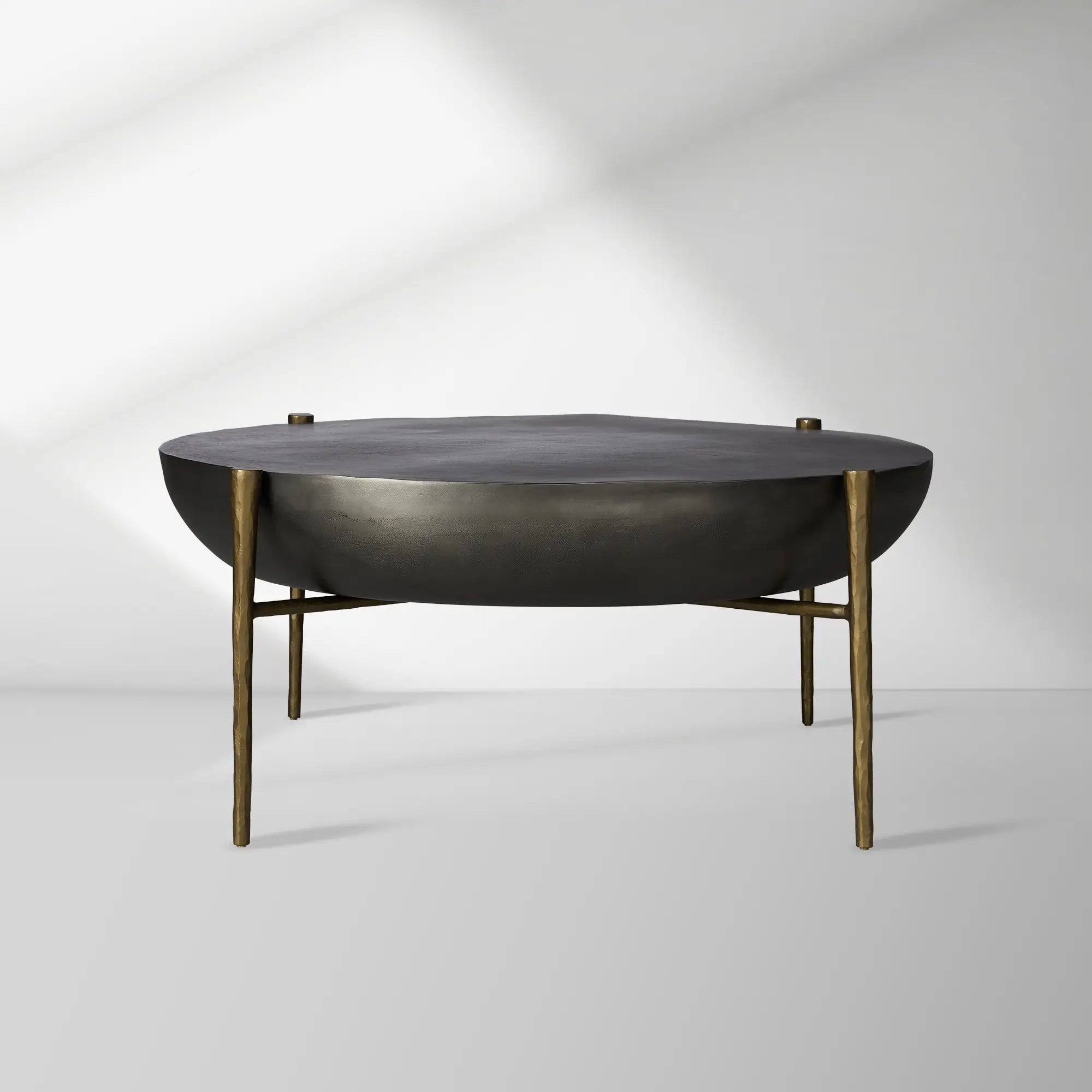 Donovan Coffee Table Cast Aluminum Metal Top Round Living Room Center Tea Table