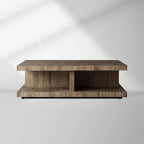 Leandro Wood Coffee Table with Reclaimed Solid Oak Wood Living Room Center Tea Table Timeworn Style