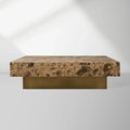 Zelie Coffee Table with Emperador Marble & Brushed Brass Base Luxury Living Room Center Tea Table Cocktail Table