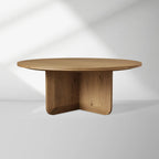 Felton Round Coffee Table Solid Oak Wood Center Tea Table Minimalist Rural Style