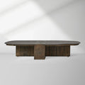 Nicco Coffee Table with Stone Top & Wood Base Living Room Center Tea Table Cocktail Table