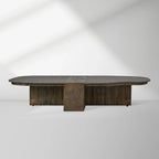 Nicco Coffee Table with Stone Top & Wood Base Living Room Center Tea Table Cocktail Table