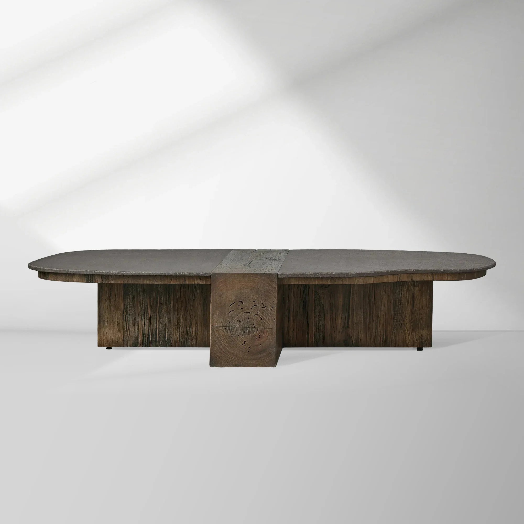 Nicco Coffee Table with Stone Top & Wood Base Living Room Center Tea Table Cocktail Table