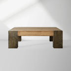 Telluride Square Oak Coffee Table with Solid Oak Wood Veneers Cocktail Table Living Room Center Tea Table Vintage Style