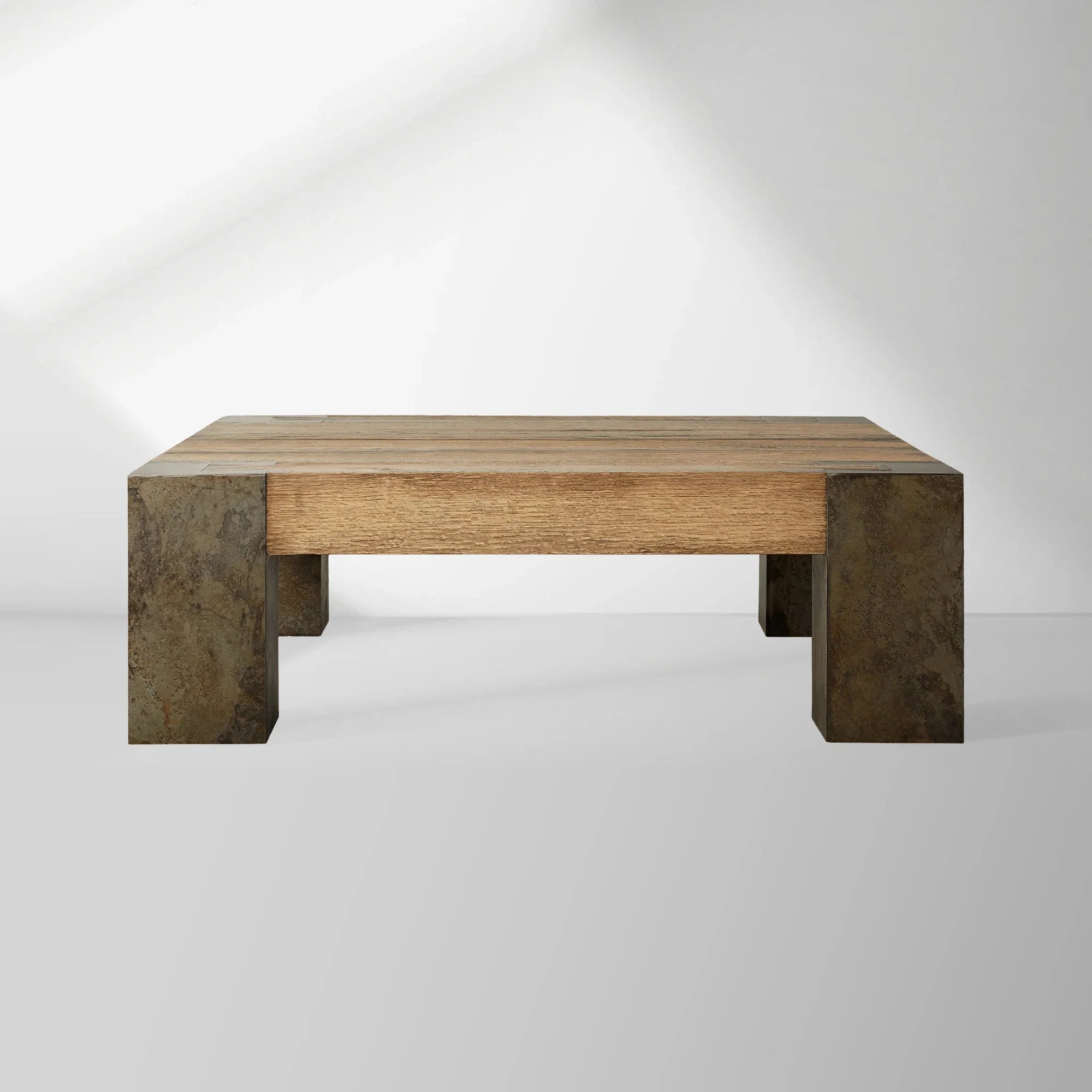 Telluride Square Oak Coffee Table with Solid Oak Wood Veneers Cocktail Table Living Room Center Tea Table Vintage Style