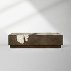 Table basse Obra Salvaged Burl avec bois de broussin Milpa et base en acier, table de centre de salon, table de cocktail