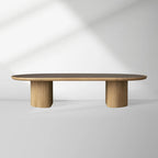 Couchtisch Astor mit ovalem Holzsockel und Marmorplatte