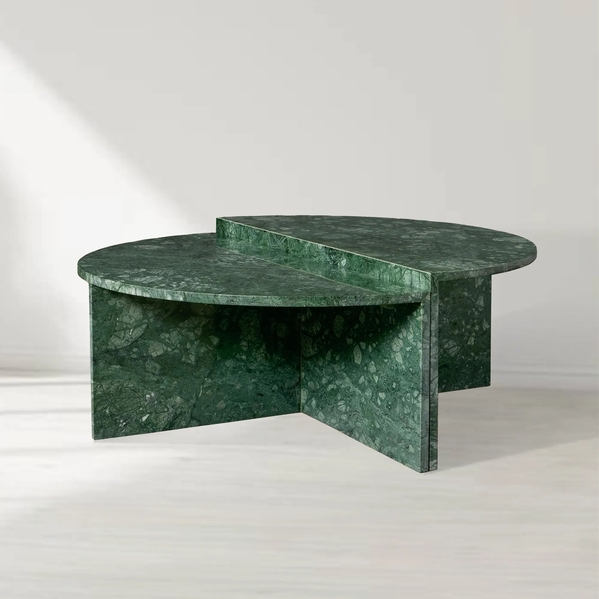 Riggs Modularer runder Couchtisch aus Marmor mit runder Cocktailtischplatte aus Naturmarmor, Sofa-Beistelltisch