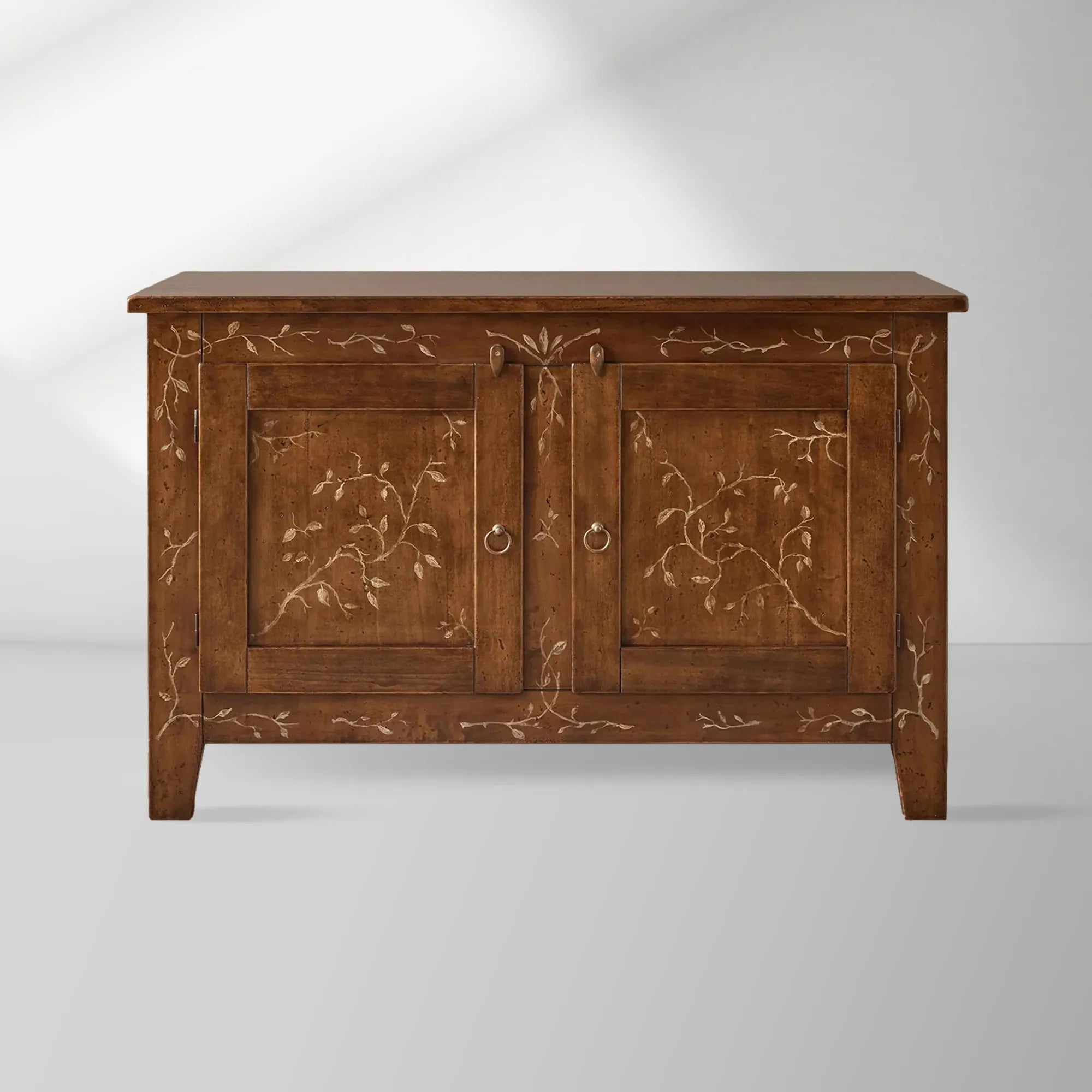Buffet en peuplier Stefania avec motifs floraux peints à la main pour salon et entrées