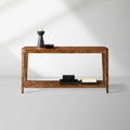 Mogadore Mappa Burl Entryway Console Table Poplar Wood Mid-Century Modern Style Hallway Entrance Table