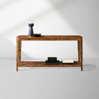 Mogadore Mappa Burl Entryway Console Table Poplar Wood Mid-Century Modern Style Hallway Entrance Table