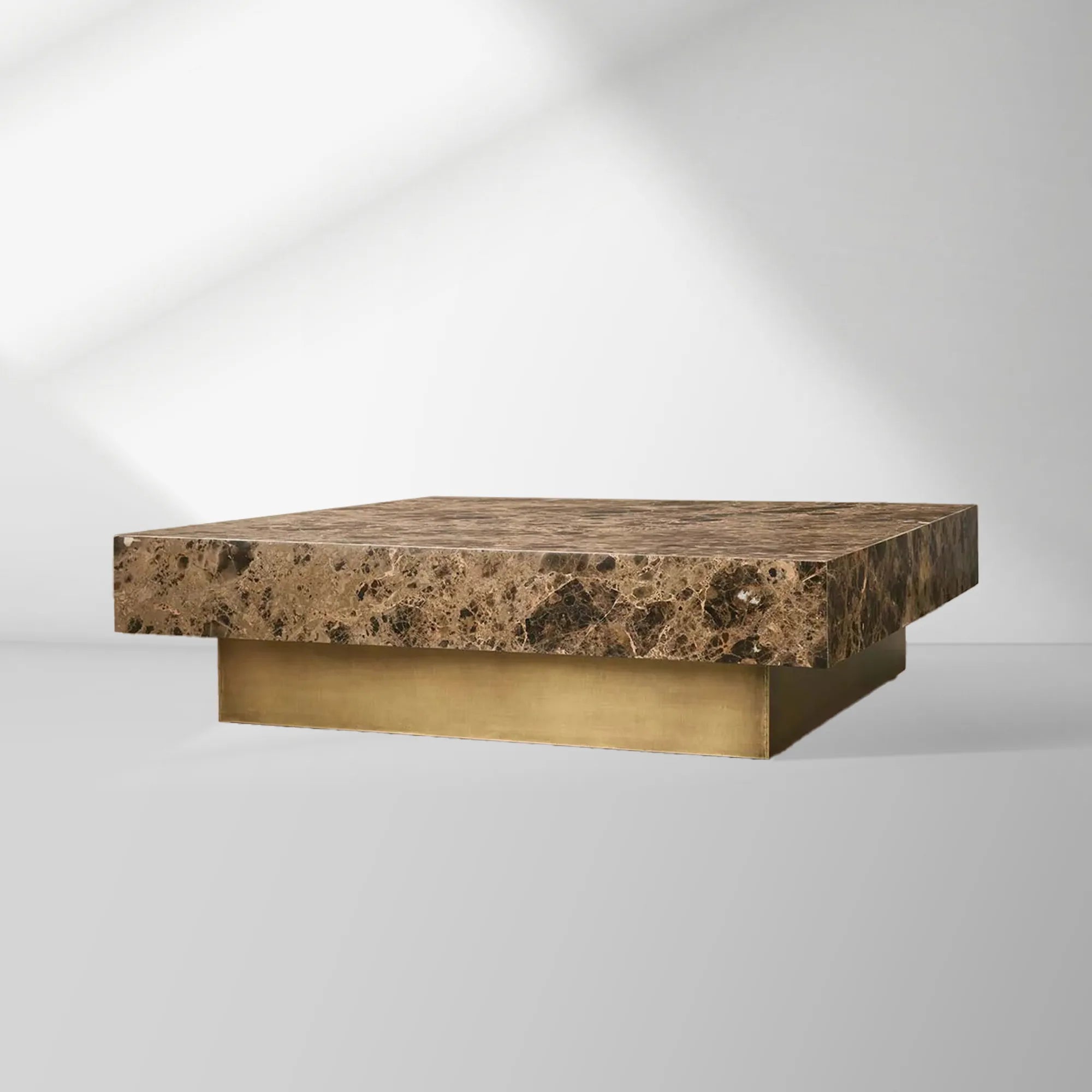 Zelie Coffee Table with Emperador Marble & Brushed Brass Base Luxury Living Room Center Tea Table Cocktail Table