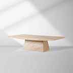 Ilaria Stone Coffee Table Beige Coralle Marble Pedestal Cocktail Table Living Room Center Tea Table