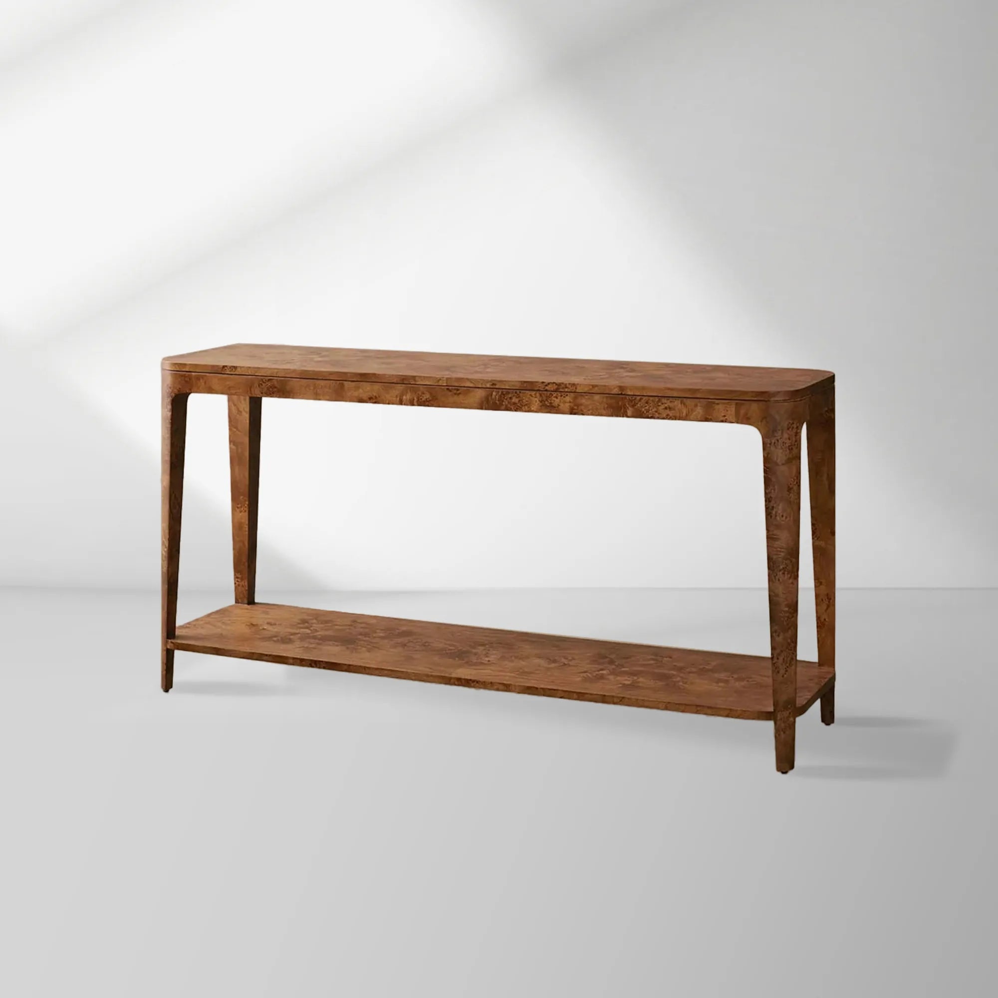 Mogadore Mappa Burl Entryway Console Table Poplar Wood Mid-Century Modern Style Hallway Entrance Table