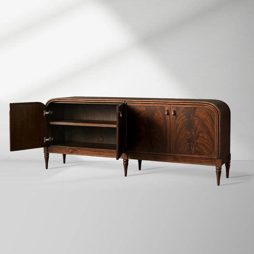 Frances Mahogany Wood Buffet Sideboard Media TV Cabinet Vintage  Entrance Storage Cabinet