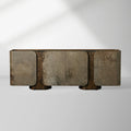 Alvaro Naturally Oxidized Aluminum Panels Buffet Sideboard Raw Wood Stumps Tabletop Entryways Cabinet