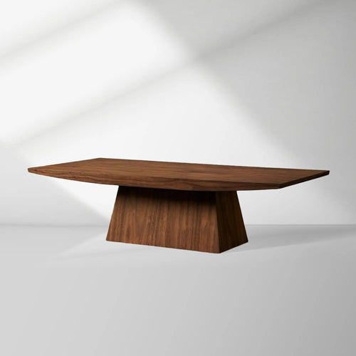 Ilaria Walnut Coffee Table with Natural Walnut Veneer & Classic Pedestal Living Room Center Tea Table Cocktail Table1