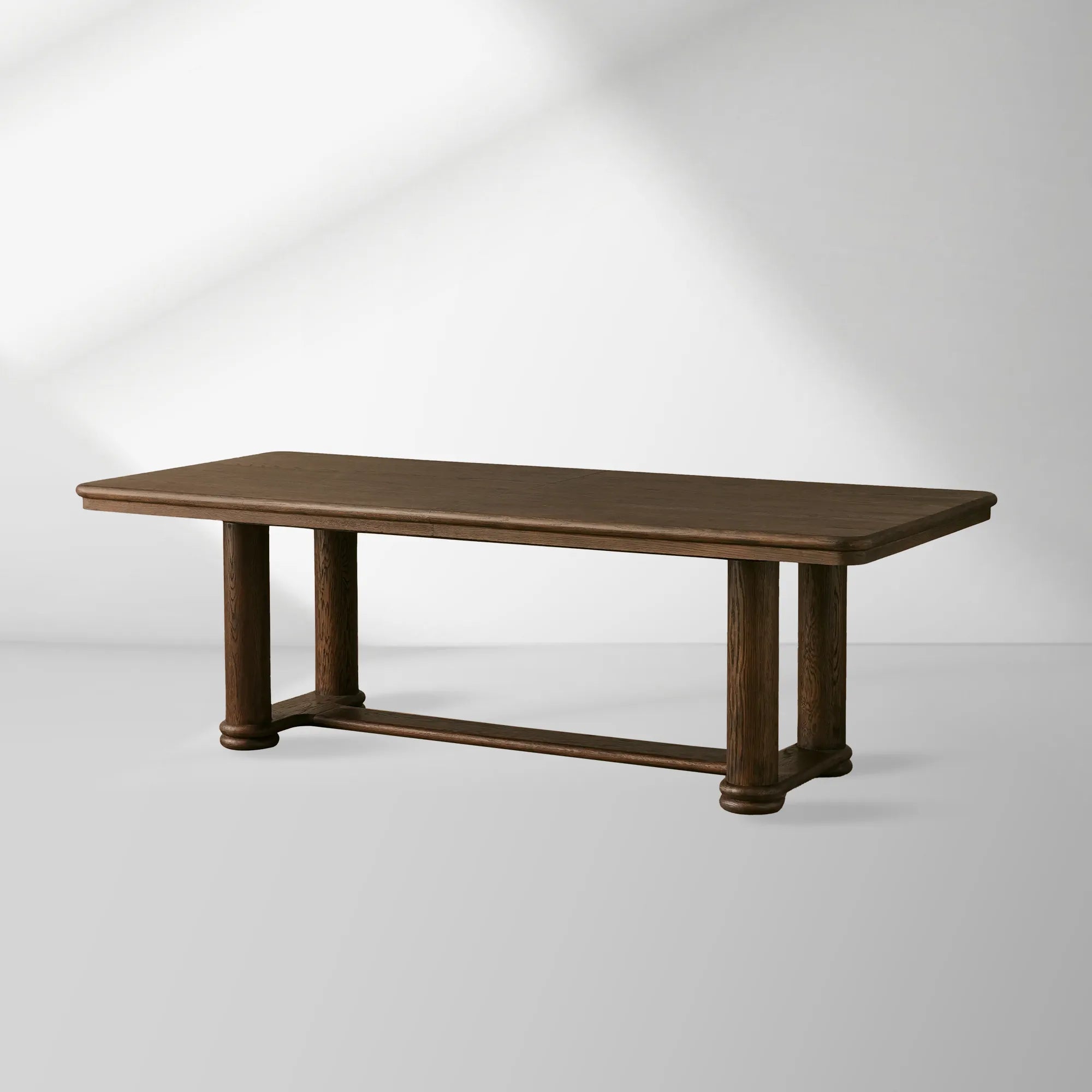 Warby Extension Dining Table with Solid Oak Wood Rectangular  Two 18" Leaves Mocha Finish