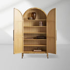 Armoire haute Hattie Burl pour salon, en bois naturel à grain de grain. 