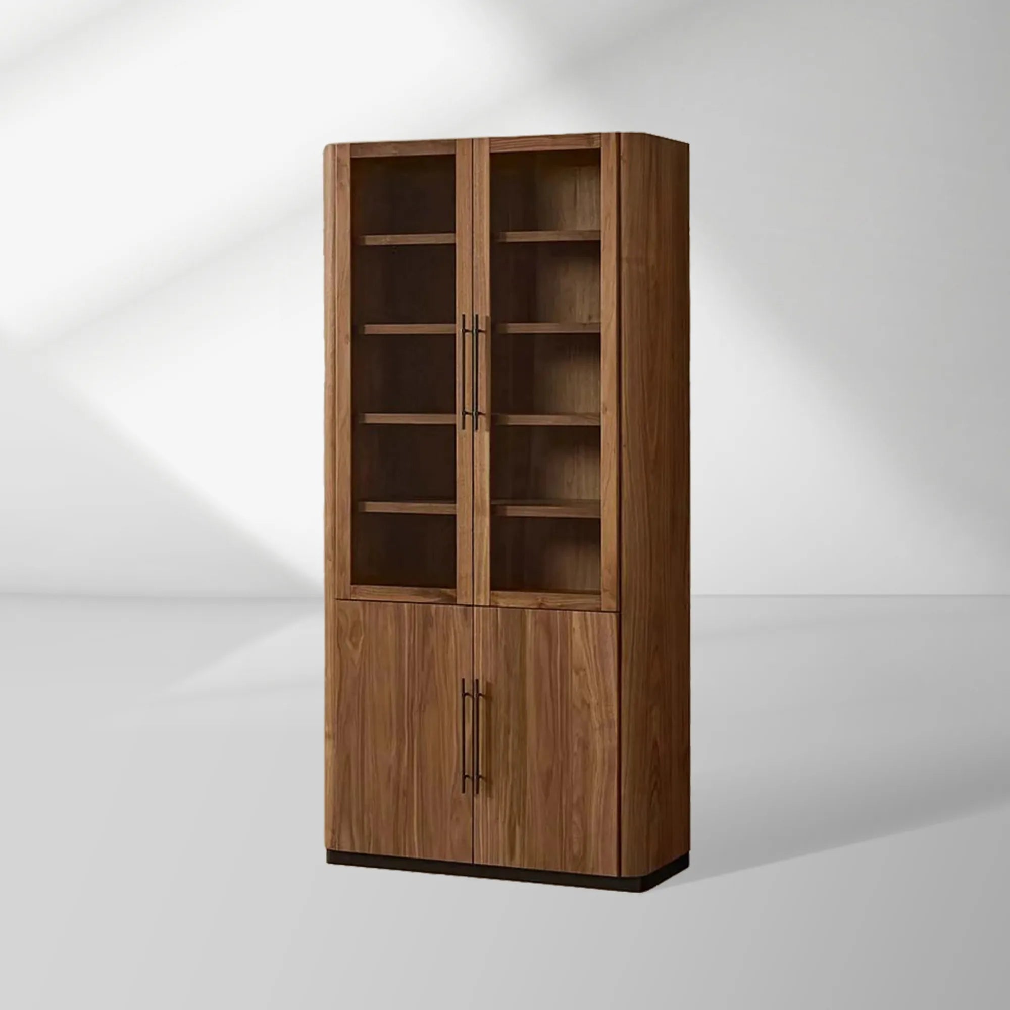 Vitrine Piermont avec porte vitrée, bibliothèque en bois, meuble vitrine haut, vaisselier d'appoint.
