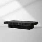 Cinzia Rectangle Stone Coffee Table with Natural Marble Top Plinth Base Sofa Center Tea Table