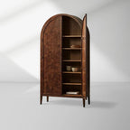 Armoire haute Hattie Burl pour salon, en bois naturel à grain de grain. 