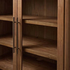Vitrine Piermont avec porte vitrée, bibliothèque en bois, meuble vitrine haut, vaisselier d'appoint.