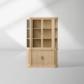 Coventry Reeded Detailing Glass Tall Display Cabinets White Oak Sideboard Dining Room Side Cabinet with LED Lighting