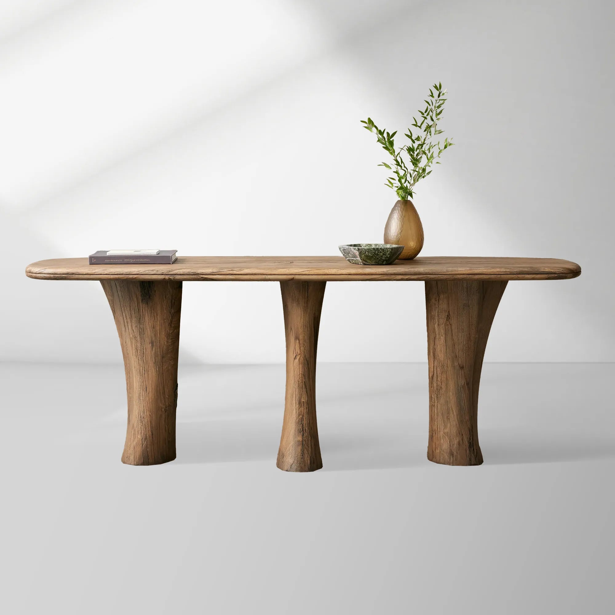 Soumaya Primavera Table console d'entrée Plateau en bois Piètement en acajou Style modernisme organique Table d'entrée