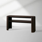 Chiseled Mahogany Entrance Console Table Wood Deep Brown Modern Minimalism Style Hallway Entryway Table
