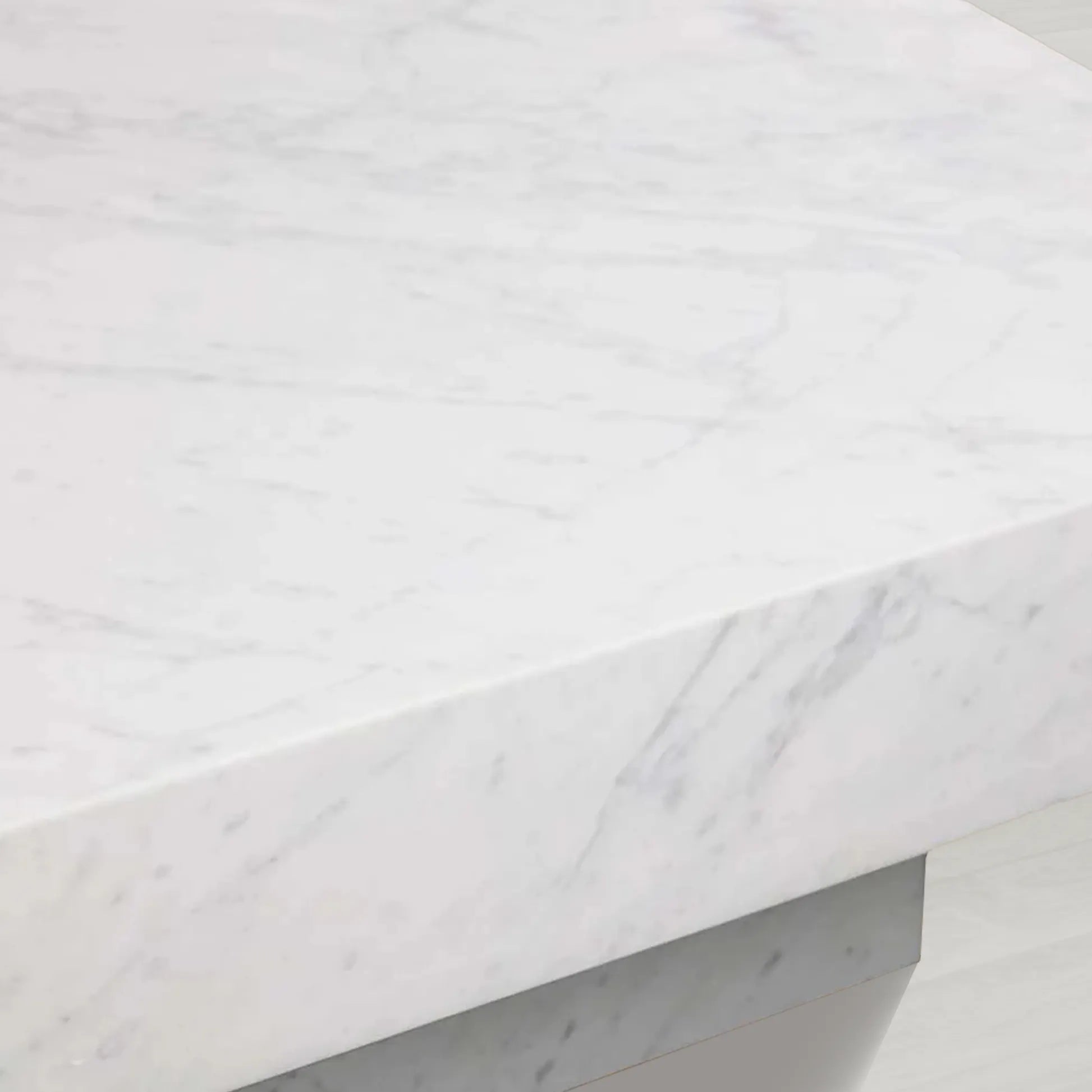 Cinzia Rectangle Stone Coffee Table with Natural Marble Top Plinth Base Sofa Center Tea Table