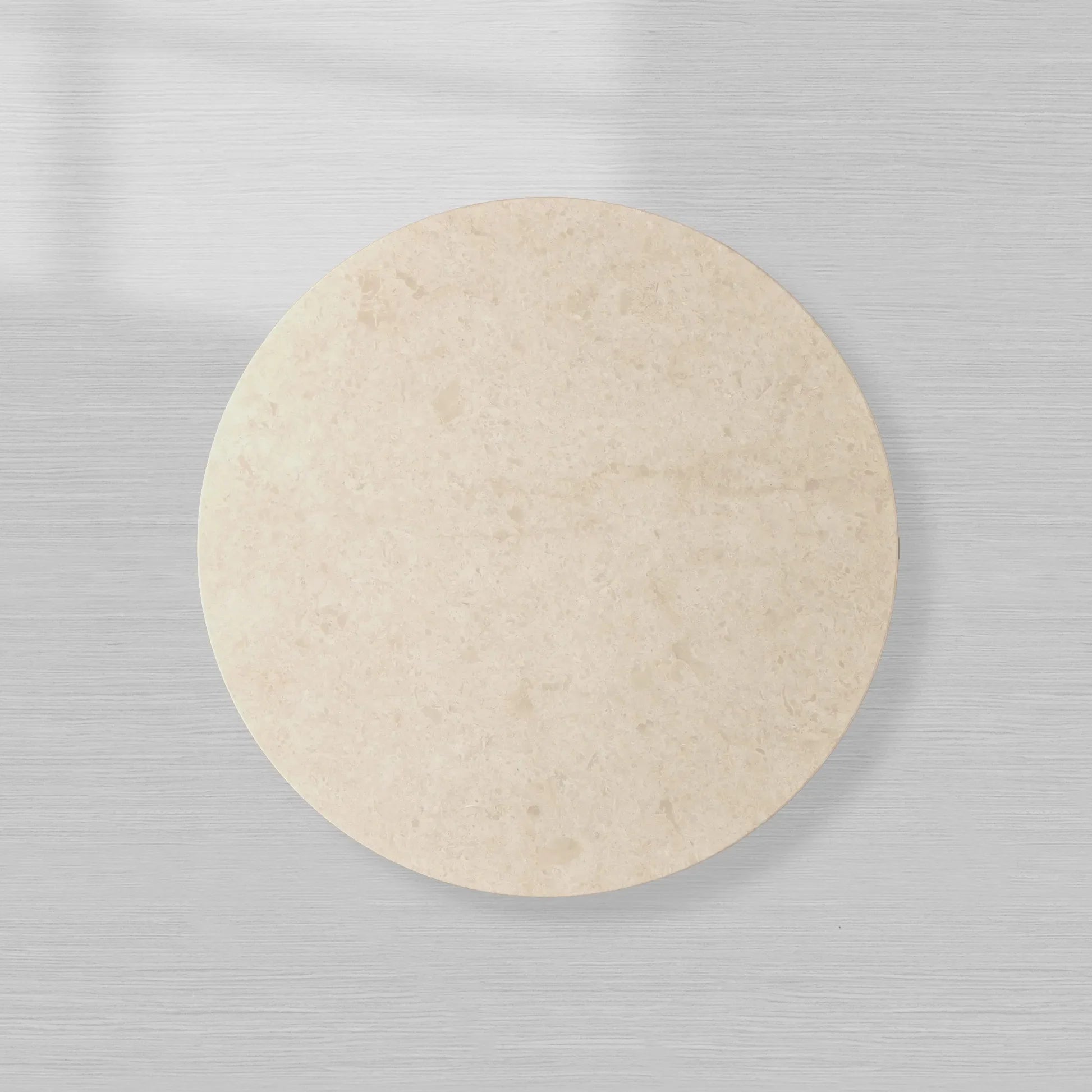 Table à manger ronde Caden avec plateau en pierre, en noyer ou en chêne avec piètement sculptural