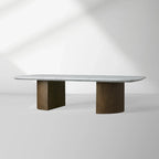 Saint Germain Mix & Match Coffee Table with Marble Top Oak Wood Dauphine Base Cocktail Table Living Room Stone Top Center Tea Table