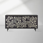 Divya Oak Wood Buffet Sideboard Hand-Inlaid Bone Luxury Entryways Cabinet
