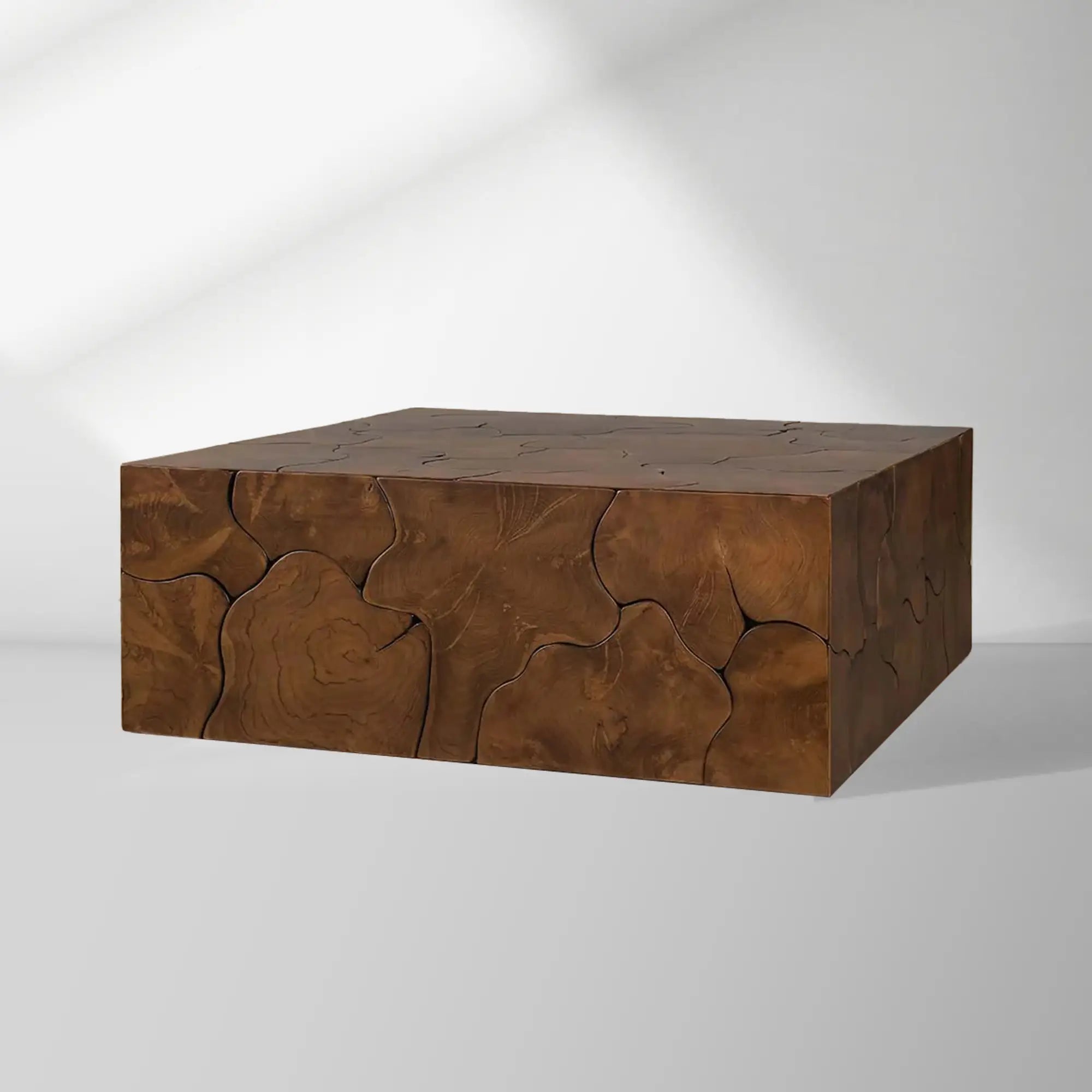 Kalmar Square Coffee Table with Natural Teak Wood Living Room Center Tea Table Cocktail Table Unique Style