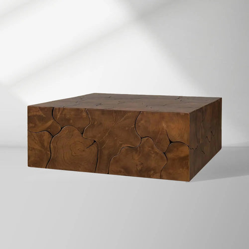 Kalmar Square Coffee Table with Natural Teak Wood Living Room Center Tea Table Cocktail Table Unique Style