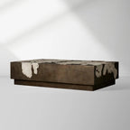 Table basse Obra Salvaged Burl avec bois de broussin Milpa et base en acier, table de centre de salon, table de cocktail
