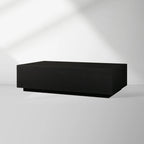 Sullivan Rechteckiger Couchtisch mit massiven Eichenfurnieren und schwarzem Sockel für das Wohnzimmer, Mittel-Teetisch, Cocktailtisch