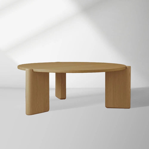 Lonelle Round Versatile Coffee Table with Solid Oak Wood Column-Style Legs Nesting Center Tea Table Cocktail Table