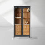 Linley Eichenholz-Hochvitrine mit Glastüren und Schubladen 