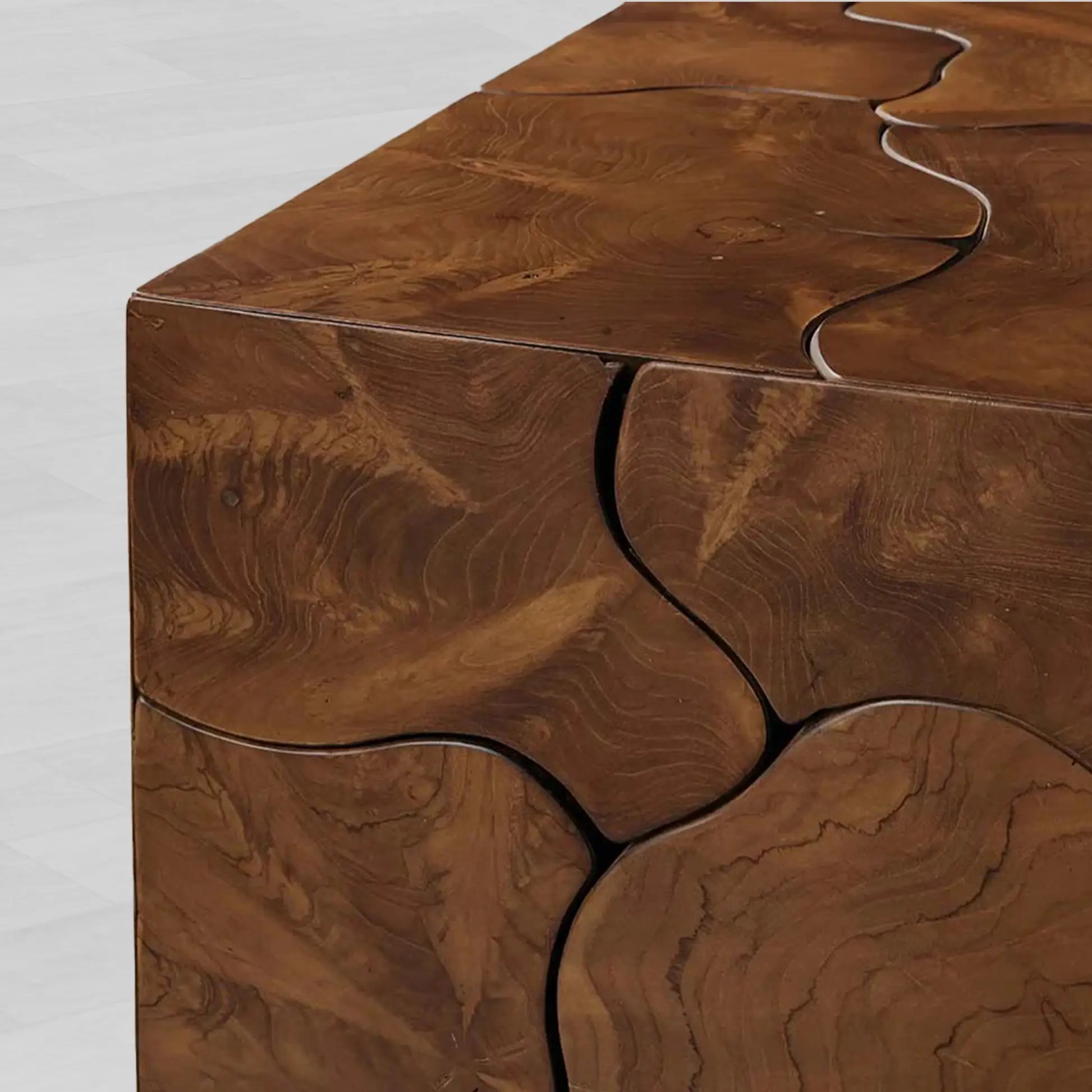 Kalmar Square Coffee Table with Natural Teak Wood Living Room Center Tea Table Cocktail Table Unique Style